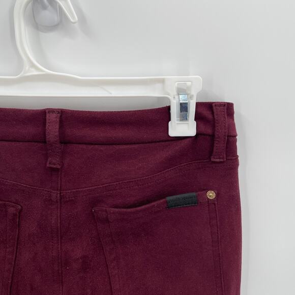 7 FOR ALL MANKIND Maroon Crushed Velvet Skinny Jeans // 27 - Picture 7 of 8